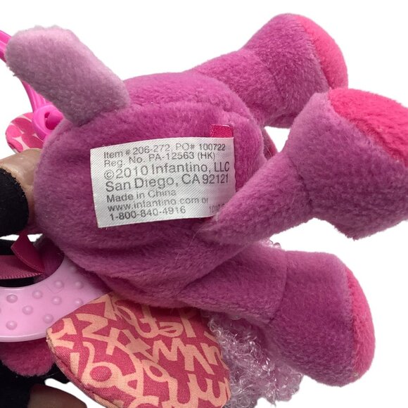 Infantino Lil Teether Pink Dog Plush Toy Mirror 5”x5” Carseat Clip 2010 - Picture 3 of 7